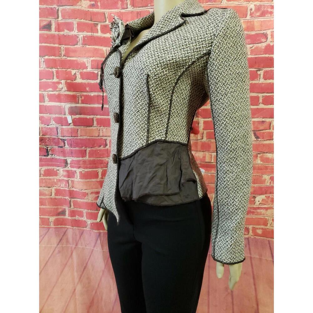 Extenzo Paris Made In France Lagenlook Brown Women's Blazer Jacket F 40/ Us 10 View 2